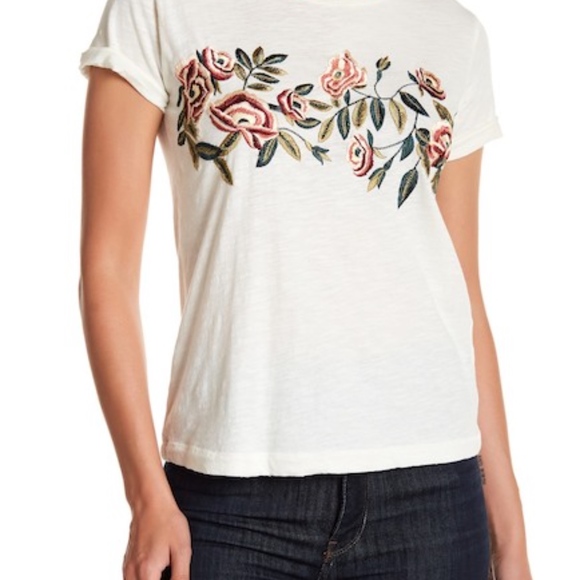 *Host Pick* NWT Lucky Brand Rose Embroidered Tee - Picture 3 of 7